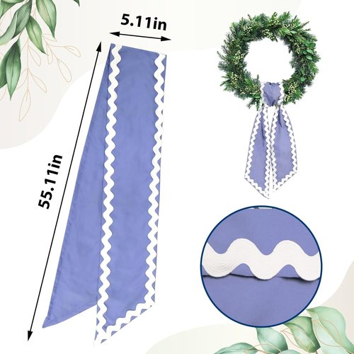 Azym Wreath Sash Set - Light Blue Wave Ribbon Accessories for Indoor/Outdoor Decor | 2 Pcs