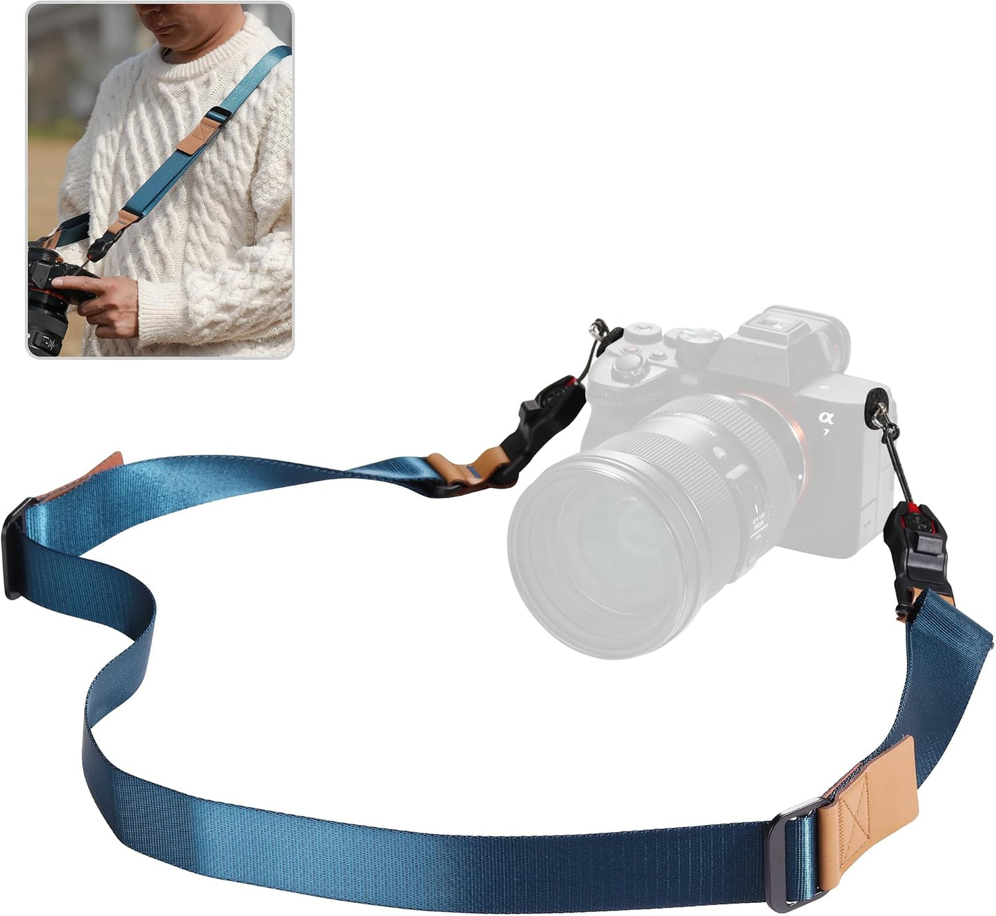 1.73 inch 198 lbs Quick Release Camera Strap - Compatible for Peak Design Buckle Wide Adjustable Length Load Capacity