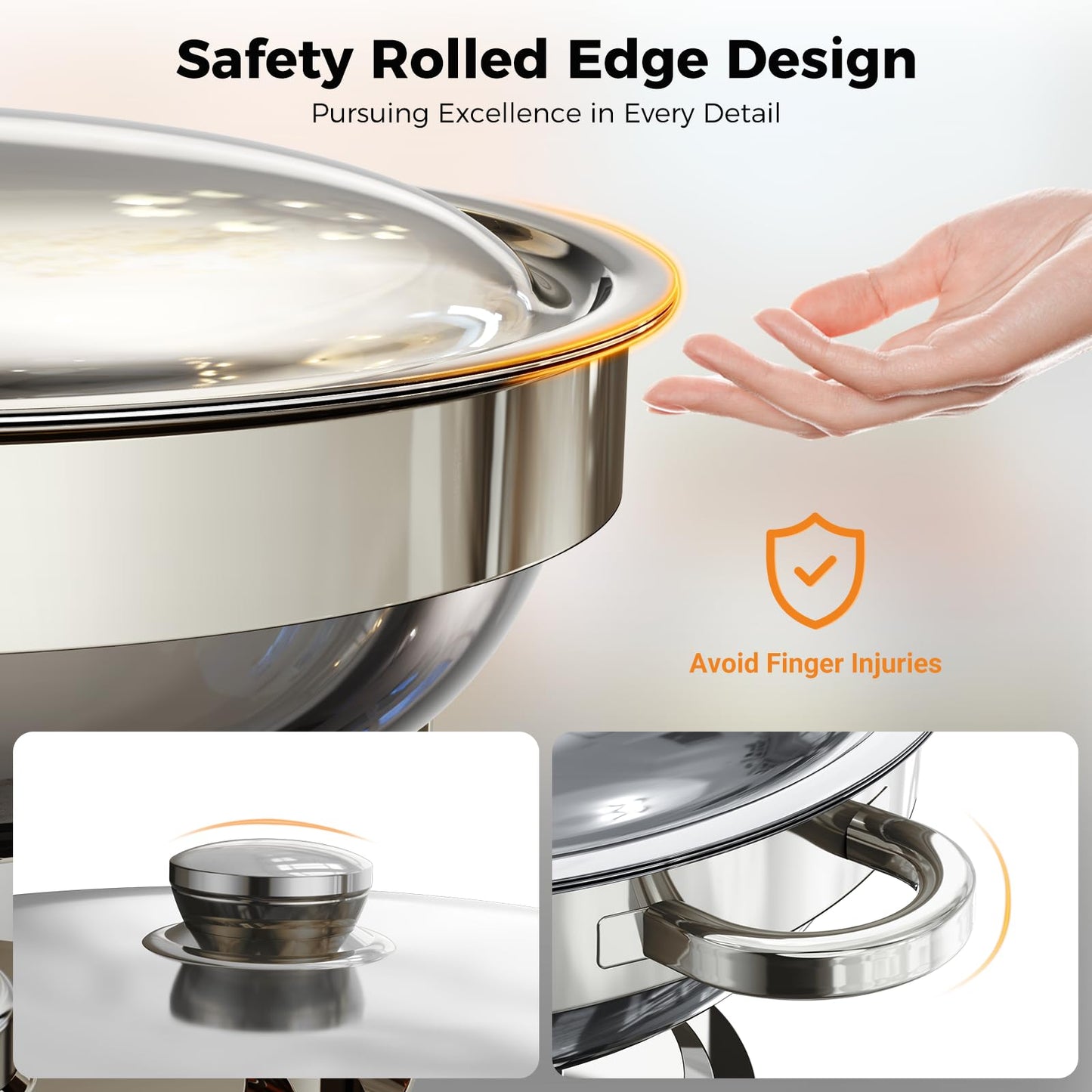 Chafing Dishes for Buffet 4 Pack, 5QT Round Stainless Steel Chafing Dish Set Food Pan with Lid, Buffet Warmers Sets for Home, Gatherings, Birthday, Parties, Church Events,Catering Events