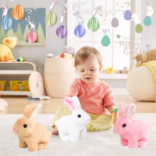 Bunby Realistic Rabbit Toy - Interactive Plush Bunny with Lifelike Movements | Easter Gift (White)