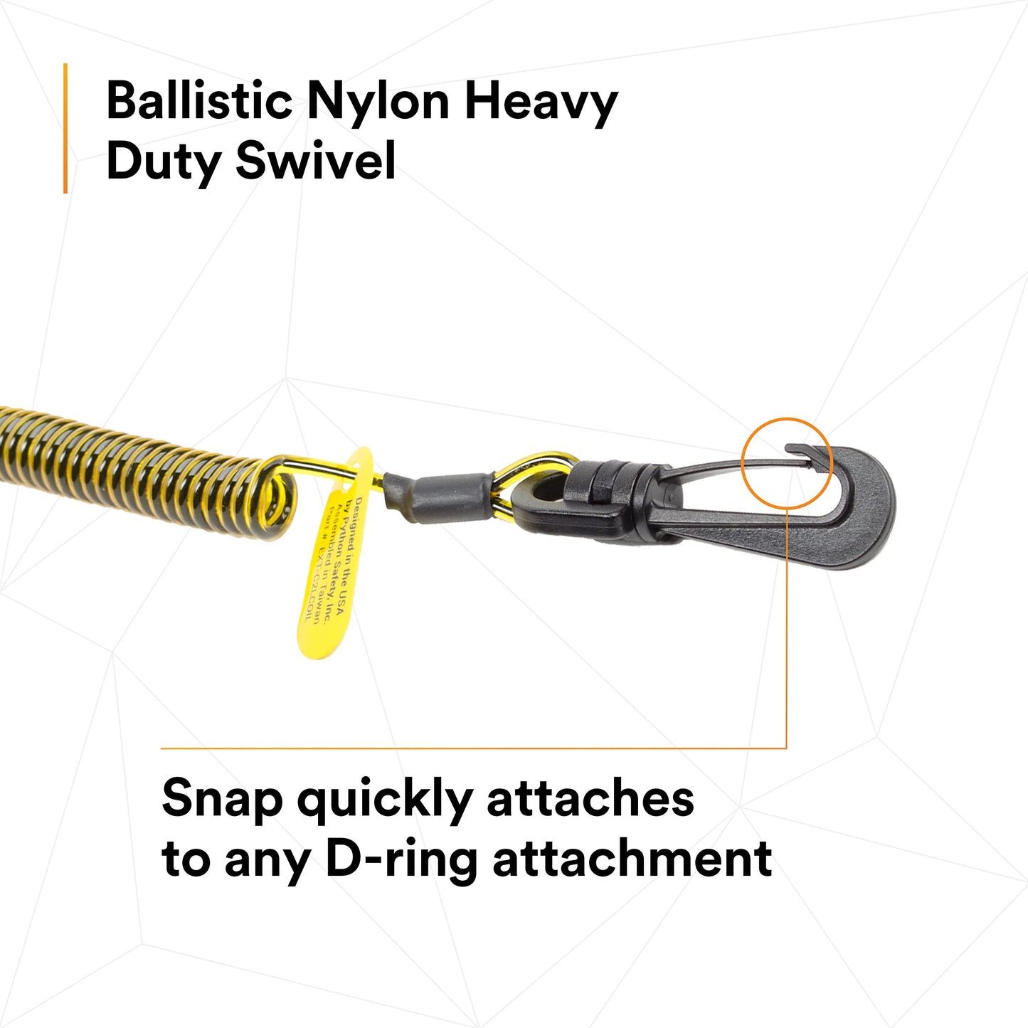 3M - EXT-C2LCOIL-10PK DBI-SALA Fall Protection For Tools,1500060,Clip2Loop Coil Tether For Small Objects, Swivel Snap For Any D-Ring Attachment, Side Release Loop,10-Pack