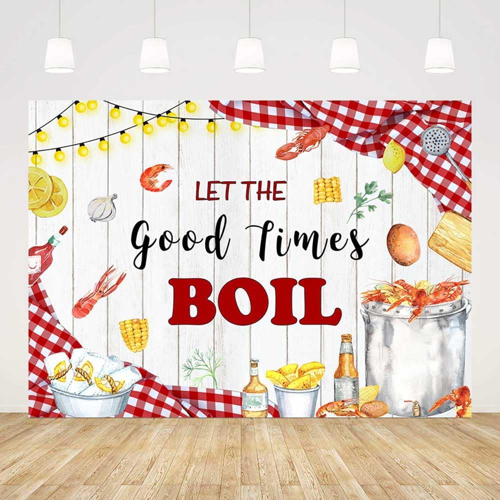 AIBIIN 7x5ft Let The Good Times Boil Backdrop Crawfish Boil Themed Birthday Backdrop Sea Lobster Birthday Party