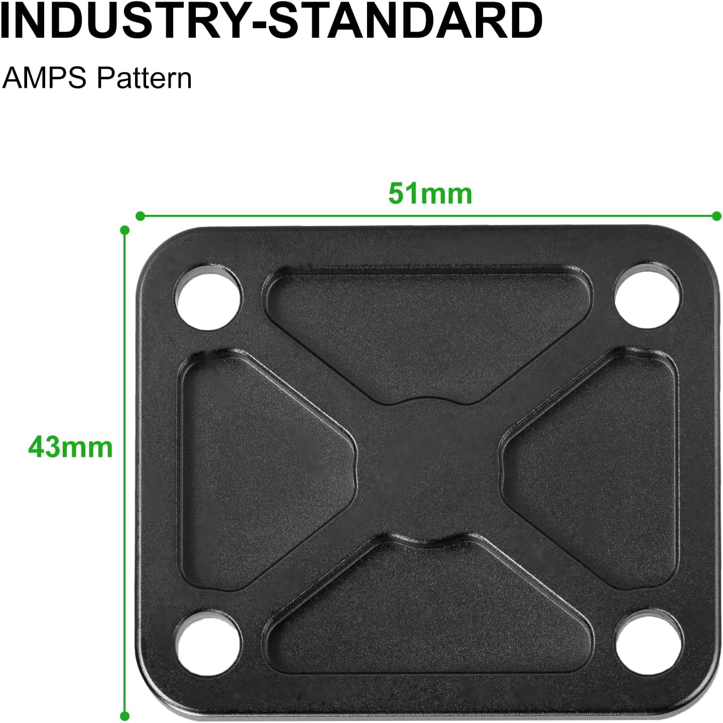 FANAUE Aluminum1'' 4-Hole 1" Ball Mount Base with AMPS Square Plate and Ball Adapter Compatible B Size Double Socket