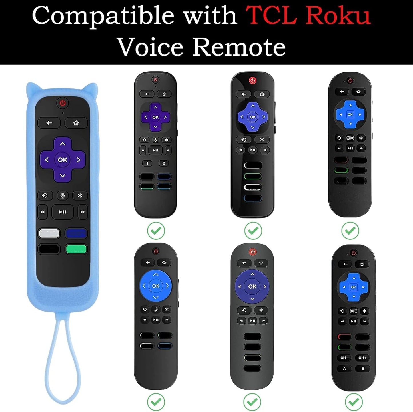 Gavyqier 3Pack 4K+, 4K 2021 Covers for Roku Remote With Cat Ears Design - Silicone Universal Protective Controller