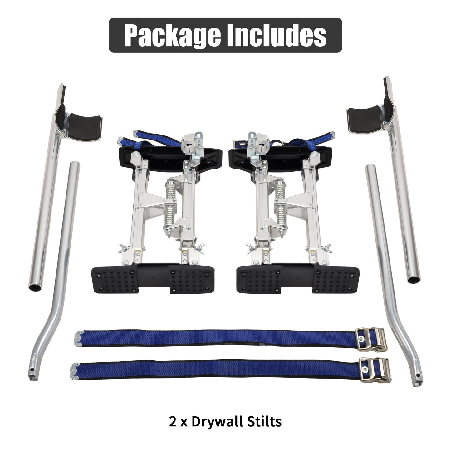 TBAPFS Drywall Stilts 15-23 Inch Height Adjustable Lifts Aluminum Tool for Painting Finishing Pruning Branches Cleaning - Silver (15" - 23")