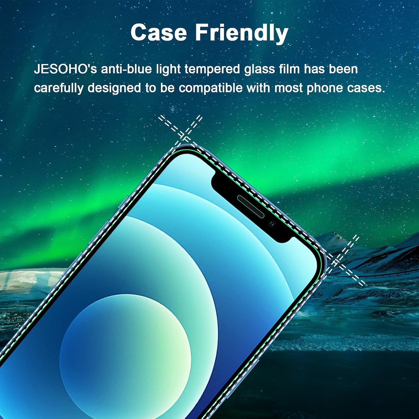 12/12 (6.1") 2 Pack Blue Light Screen Protector for iPhone Pro, HD Anti Blue Light Blocking Tempered Glass Film, Eye