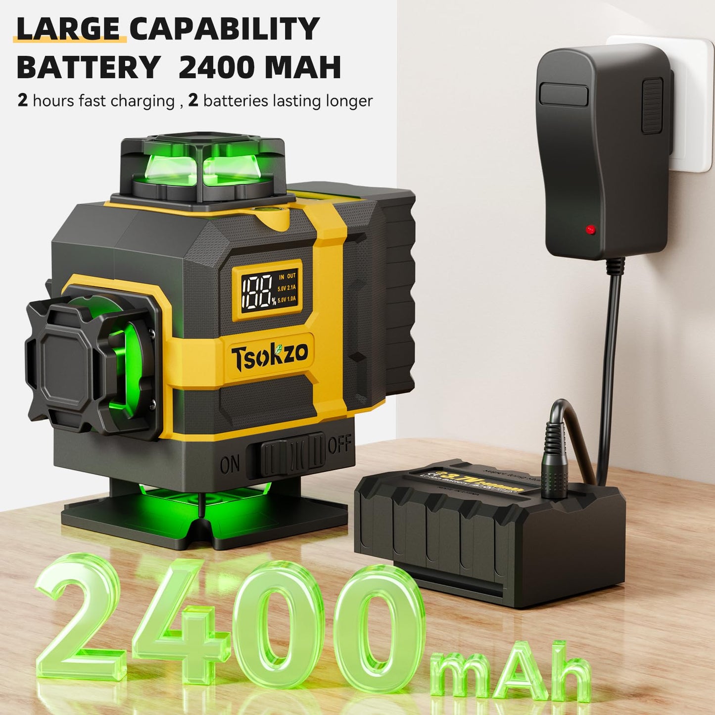 16 Lines Laser Level with Tripod - 360° Cross Line Laser with Tripod, 4D Green Laser Level, 4x360 Self Leveling Tool for Picture Hanging, Home Renovation, Indoor Project, 2 Batteries Included
