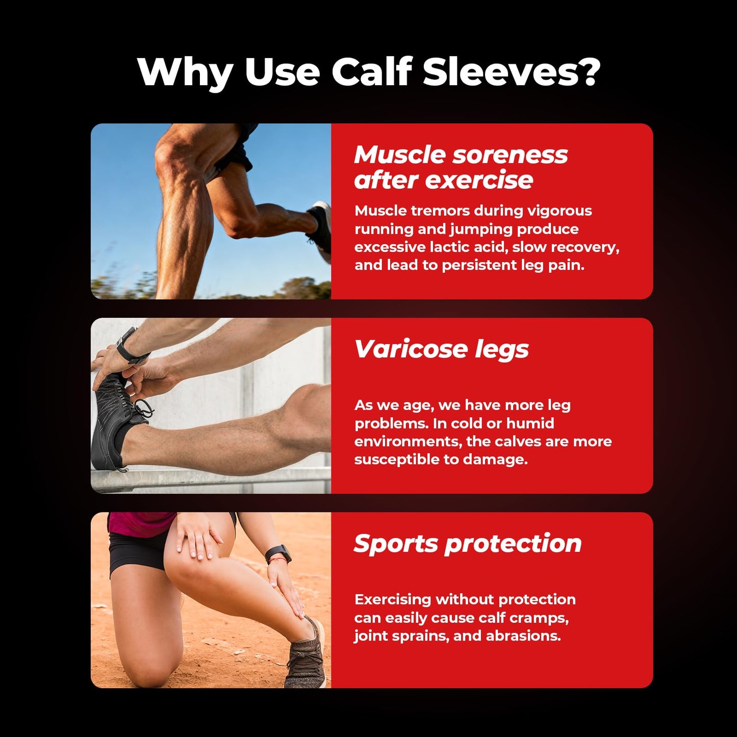 BraceBull Calf Compression Sleeves for Men & Women (1 Pair), Footless Compression Socks for Leg Support, Shin Splints, Running, Fitness, Travel, Breathable Nylon & Spandex Calf Sleeves, Black, S/M