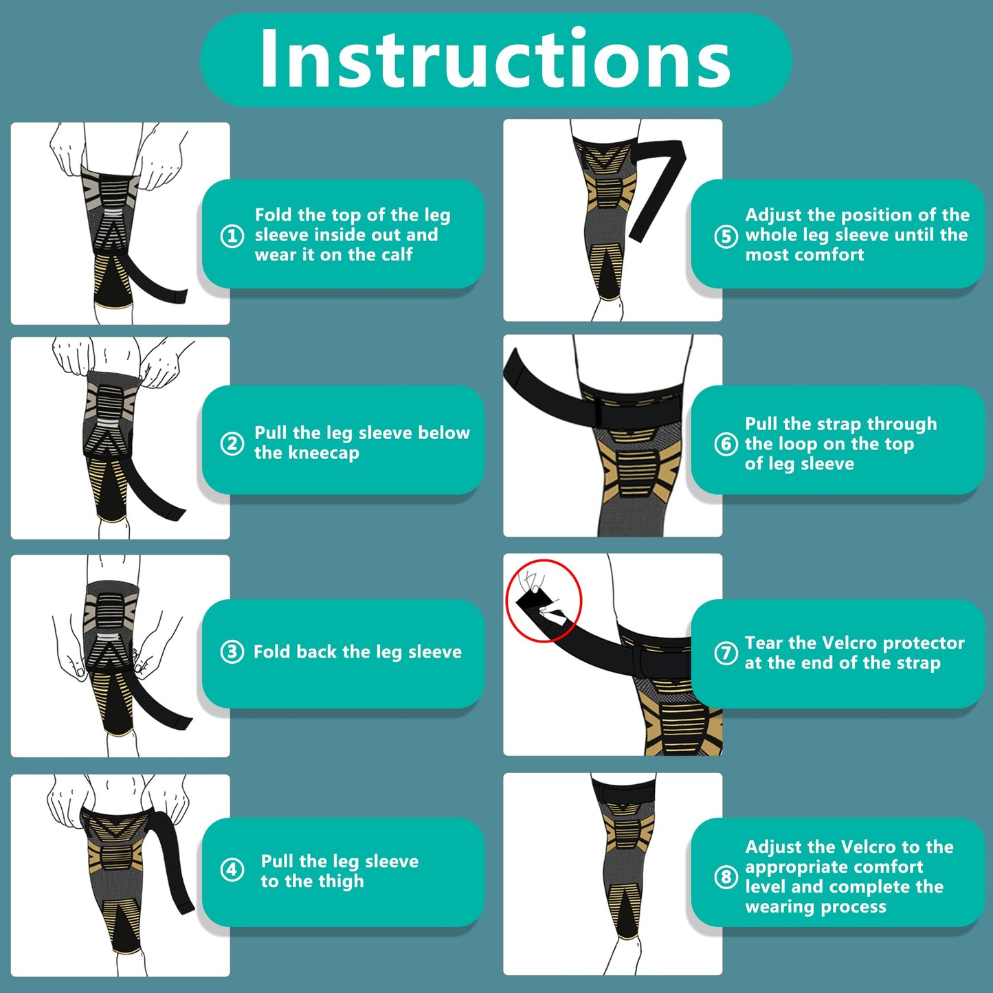 DRwelland Leg Sleeves (PAIR) Copper Infused for Arthritis,Meniscus Tear, ACL, MCL, Joint Pain Relief - Thigh & Calf Support