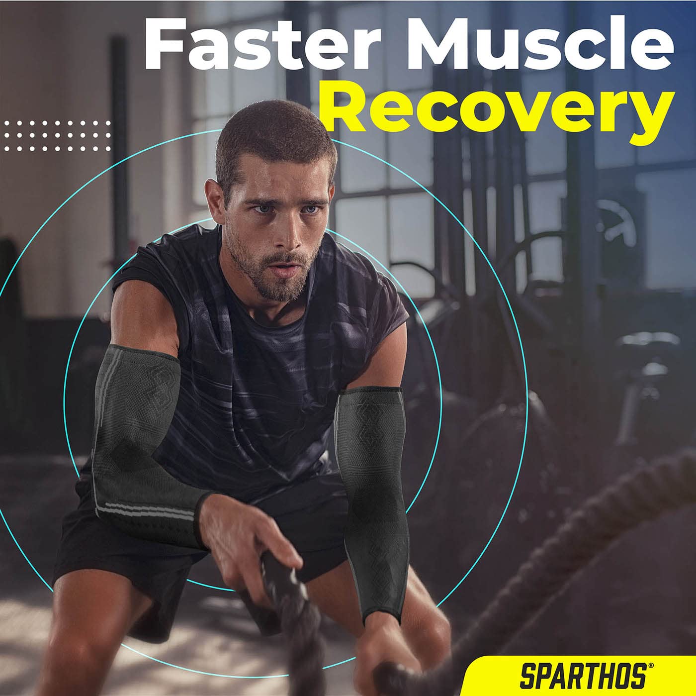 Sparthos Arm Compression Sleeve - Elbow Braces for Recovery, Support for Athletic Sports Running Tennis Baseball Lifting Volleyball Shooting Weightlifting Golf - Mens and Womens (Black-S)