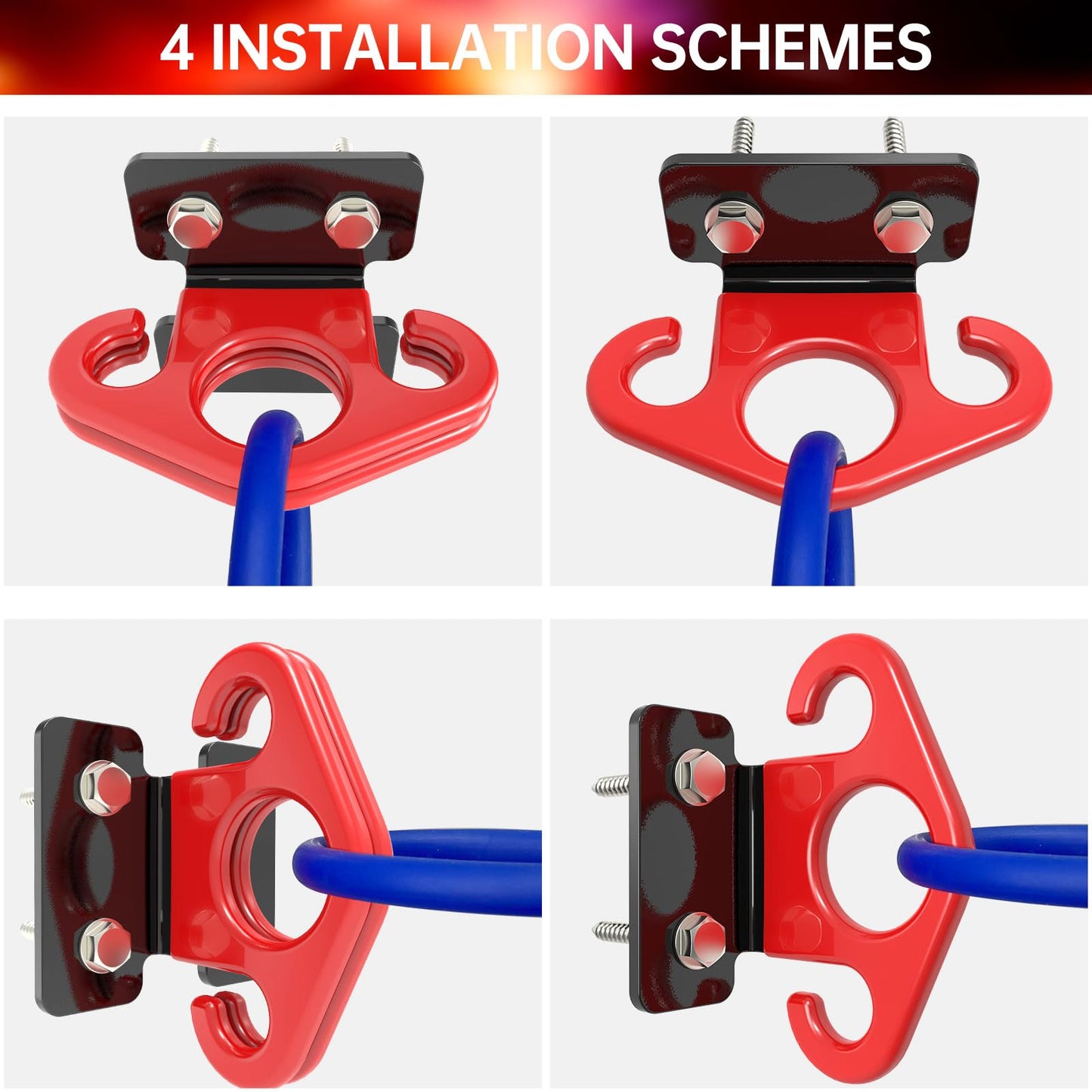 KOMOHOM Resistance Band Wall Anchors, Space-Saving Workout Wall Mount Anchor for Home Gym Workouts, Physical Therapy, and Strength Training,Wall Anchor for Resistance Bands Dark red (3pcs)