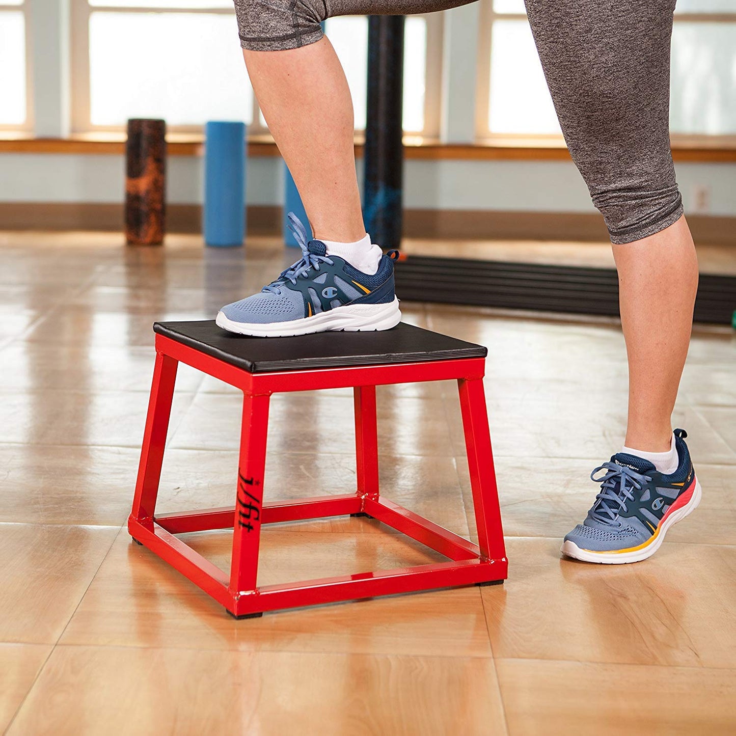 JFIT Plyometric Jump Box - 18", Red/Black