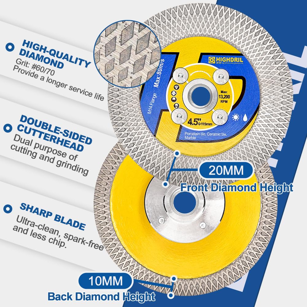 HIGHDRIL Diamond Hole Saw Kit - 6/6/8/20/25/35/50/75/100mm Drill Bits and HIGHDRIL Diamond Tile Saw Blade