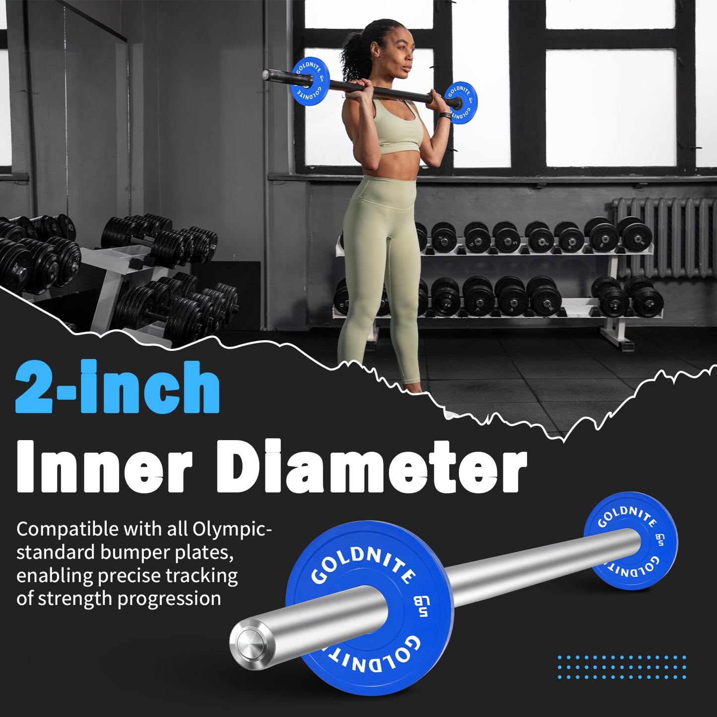 GOLDNITE Change Plates 5LB Set Rubber Coated Fractional Weight Plates Olympic Bumper Plates - Barbell Weights for Strength Training, Crossfit, Home Gym Workouts Powerlifting