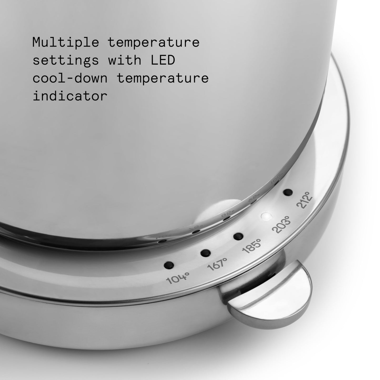 Aarke Stainless Steel Kettle - Perfect for Coffee and Tea Maker Enthusiasts, Non-Drip Spout, Double-Wall Construction, Dry Boil Protection, Heat-Safe Handle, LED Cool-Down Indicator, 1.2L (Steel)