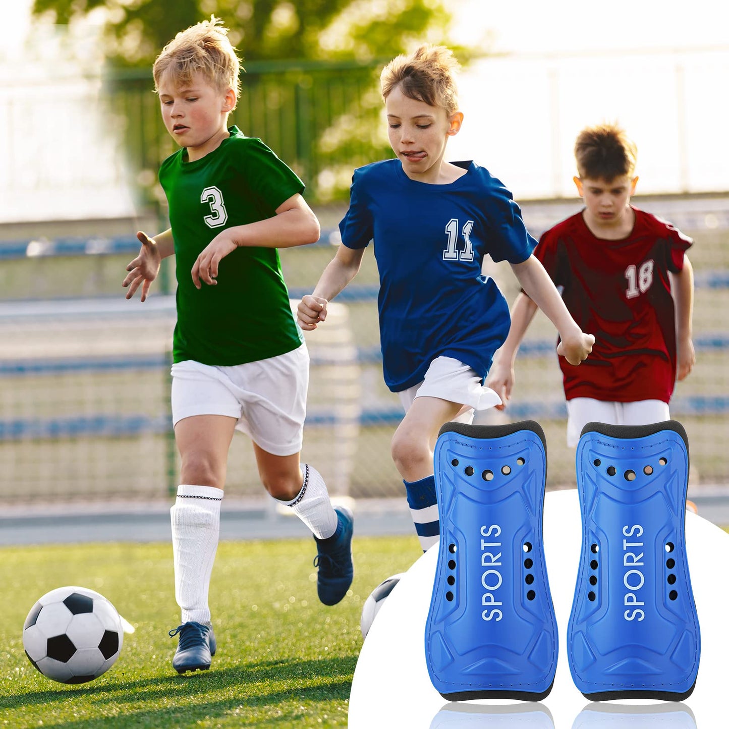 Junkin 24 Pairs Youth Soccer Shin Guards Lightweight Breathable Child Calf Protective Gear Soccer Equipment Kids Shin Guards for Boys and Girls Children Teenagers(Medium)