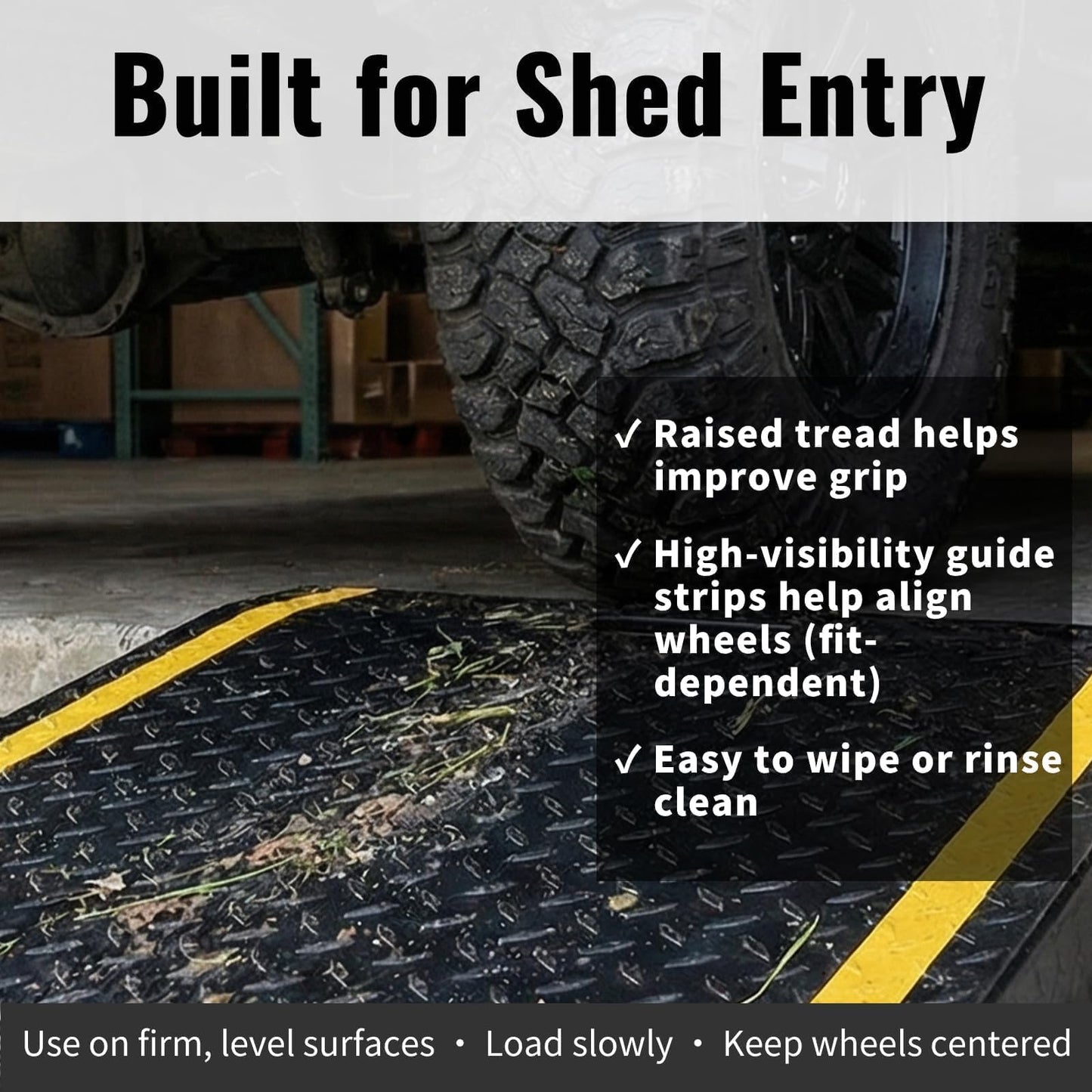 Shed Ramps 2 Pack with Handle, 1500 Lbs Capacity Steel Loading Ramp, 29" L x 24" W Each Diamond Plate Ramp for Lawn Mower, Riding Mower, Snow Blower, Garden Cart, Shed & Garage Threshold