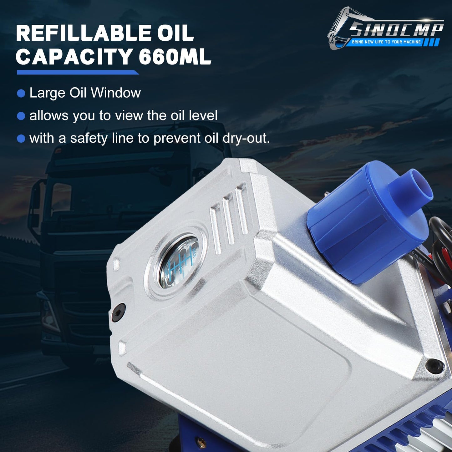 SINOCMP 12CFM Vacuum Pump 1HP Double Stage 110v 60HZ Air Conditioning Vacuum Pump HVAC Air Tool Rotary Vane for Auto Manifold Refrigerant Systems