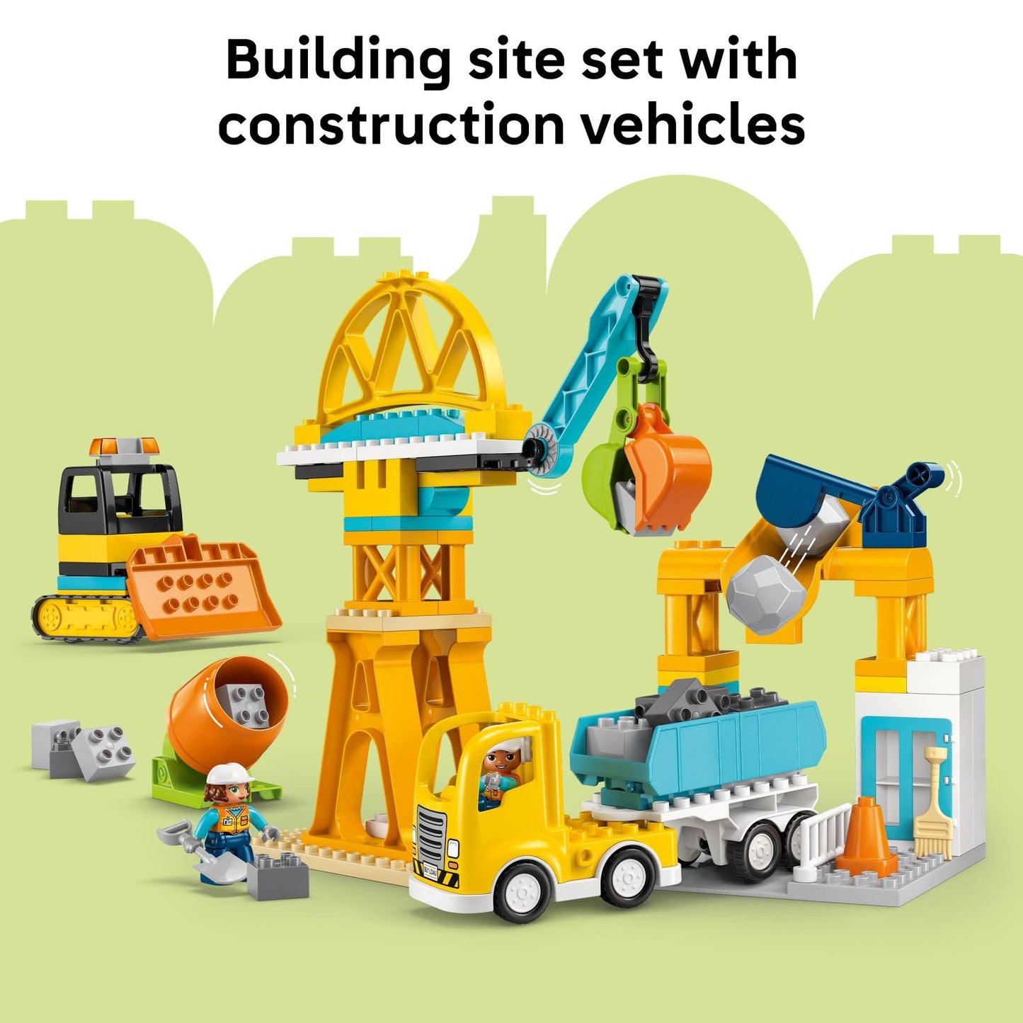 LEGO DUPLO Town 3 in 1 Construction Site and Vehicles Toys for Toddlers - Pretend Play Set for Boys & Girls, Ages 3+ - Building Blocks for Fine Motor Skills Practice - Gift for Birthdays - 10476