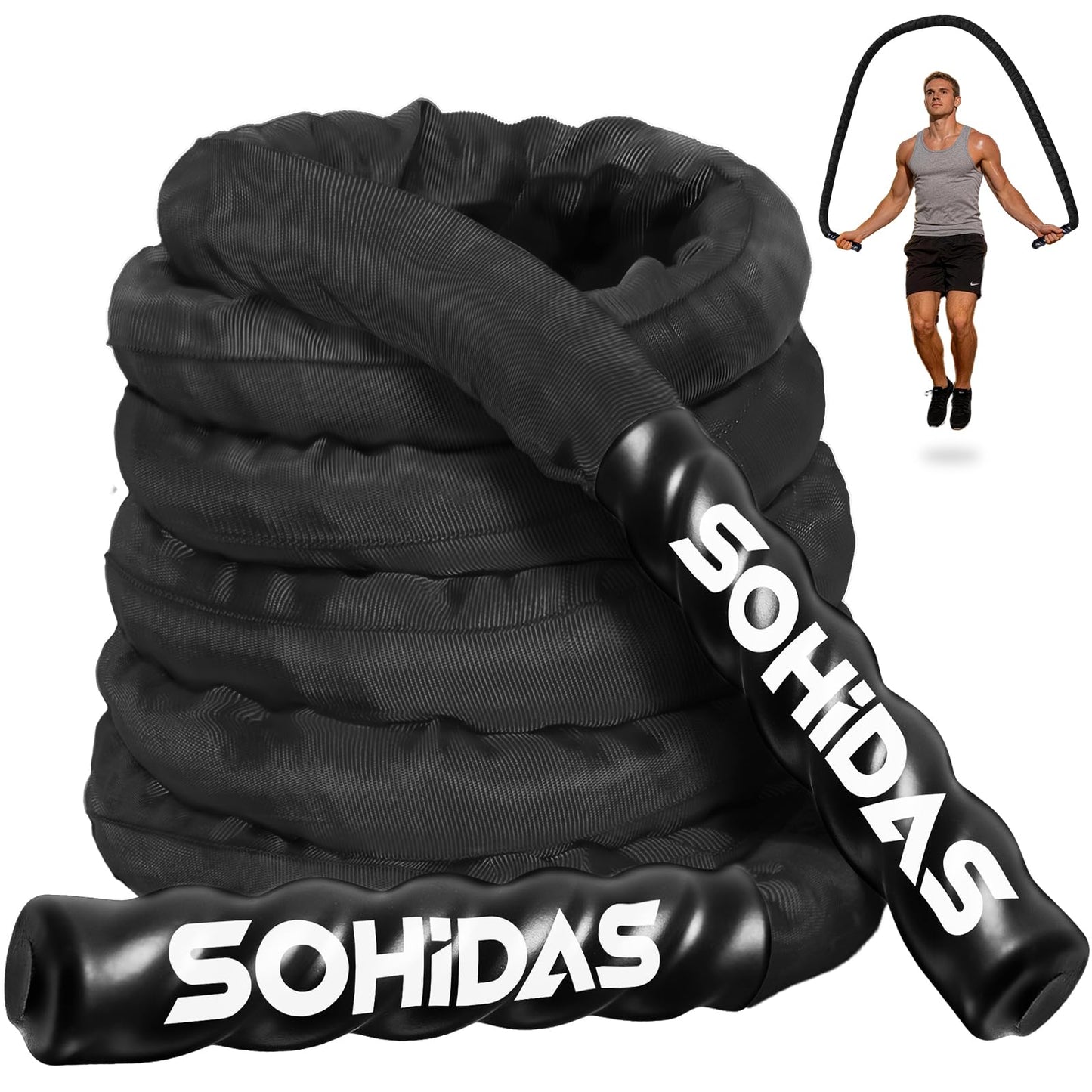 SOHIDAS Weighted Jump Rope for Men Women, 3.68LB Adult Jump Ropes for Fitness Heavy Skipping Rope, Jumping Rope for Training Muscle Speed Home Gym Workout Equipment Exercise Jumpropes Weight Loss