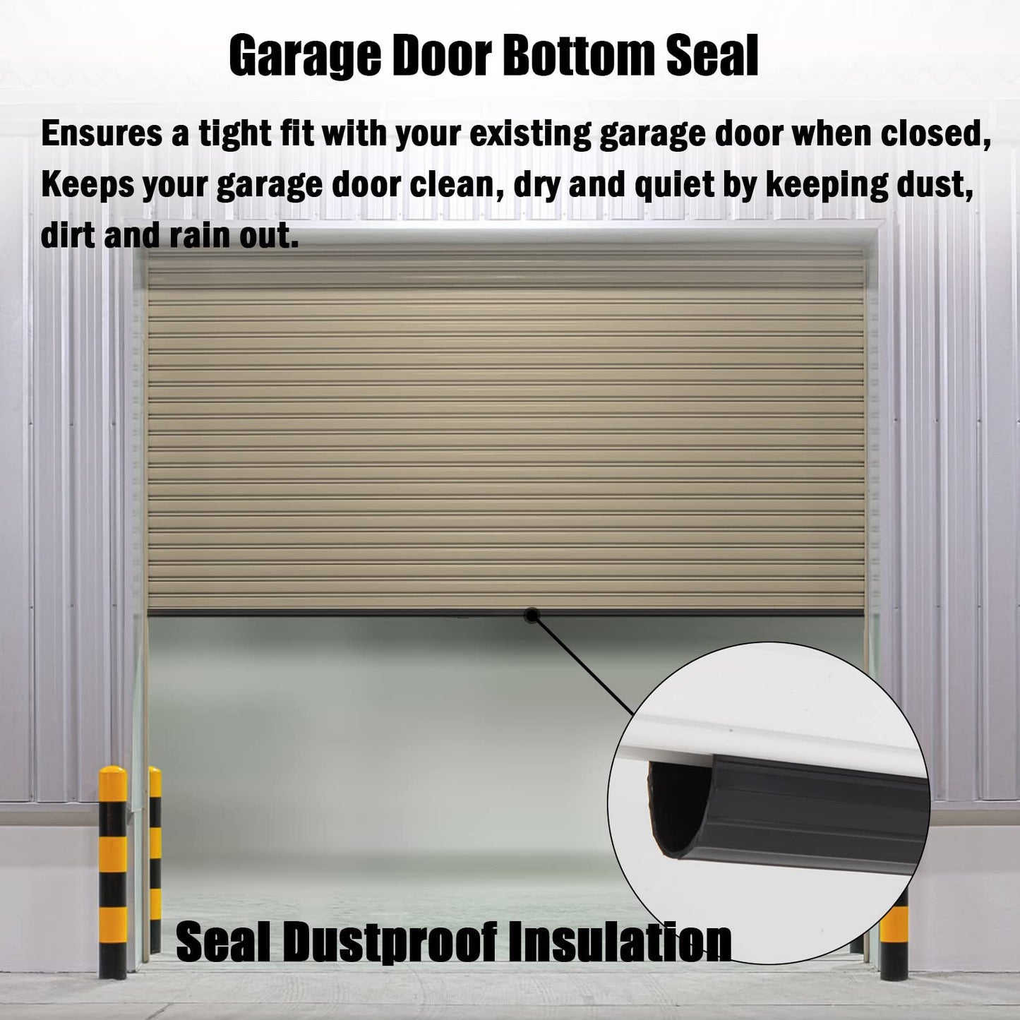 T Ends Weatherproofing Garage Door Seals Fits U-Bottom Garage Door Bottom Weather Seal,5/16" T Ends,3 1/4" Width, Replacement 16' Wide Garage Doors
