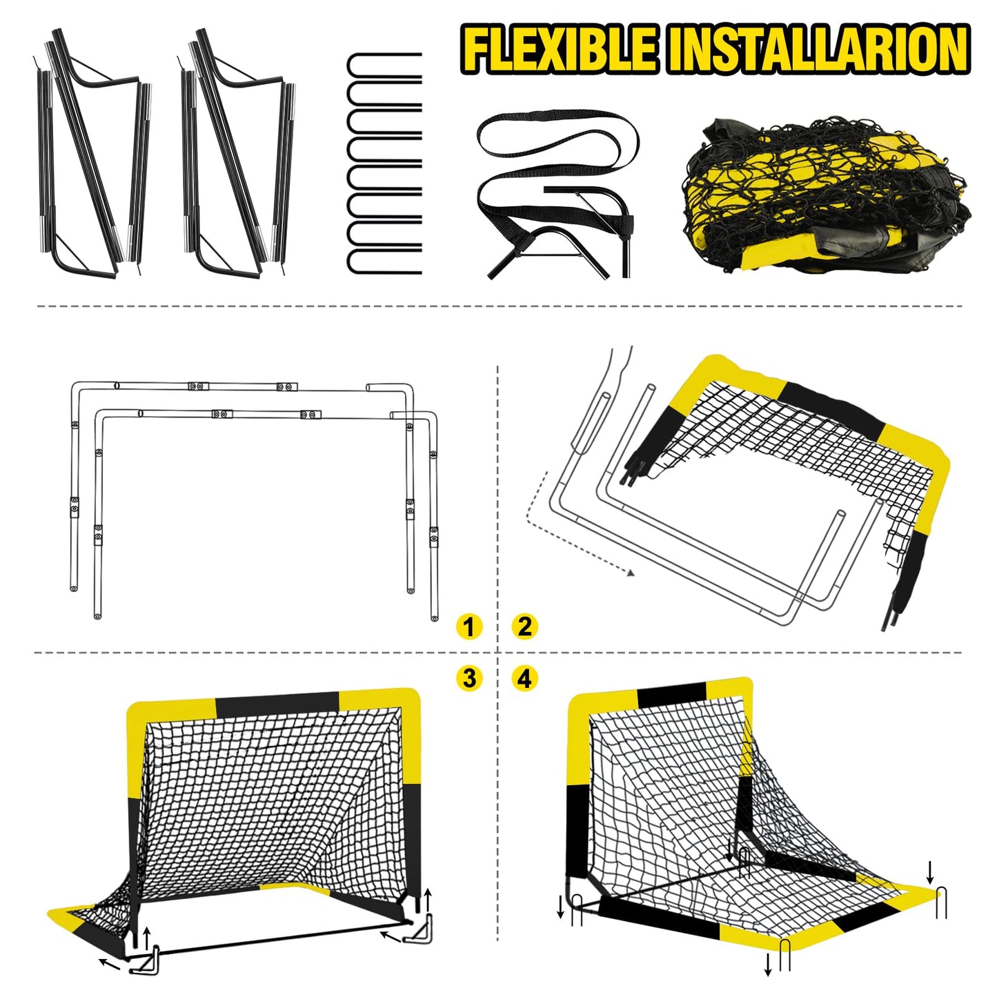 Kid Soccer Goal and Soccer Ball Targets Set - Backyard & Indoor Soccer Goal for Kids, 4X3 ft Portable Pop Up Soccer Net with Soccer Targets, Cones, Soccer Training Equipment for Ages 3-16 Year Gift