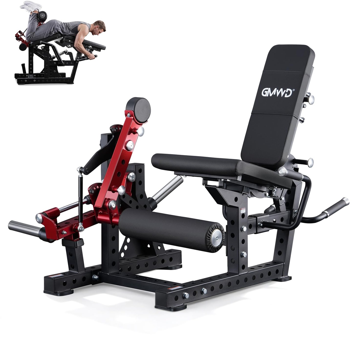 GMWD Leg Extension and Curl Machine LE08 2.0, Adjustable Leg Curl Machine with Plate Loaded, Seated Leg Extension and Lying Curl Machine for Home Gym, Leg Workout Equipment