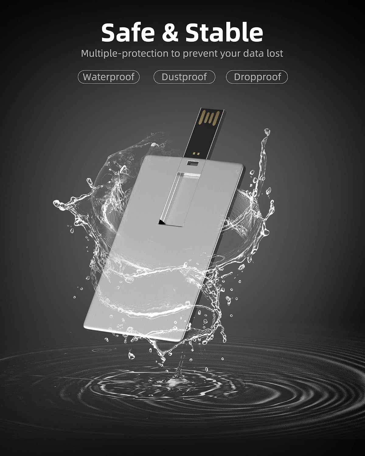 Bilious 2PCS 64GB 2.0 USB Flash Drive, Metal Credit Card Bank Card Style Thumb Drive Portable Key-Hole Design USB