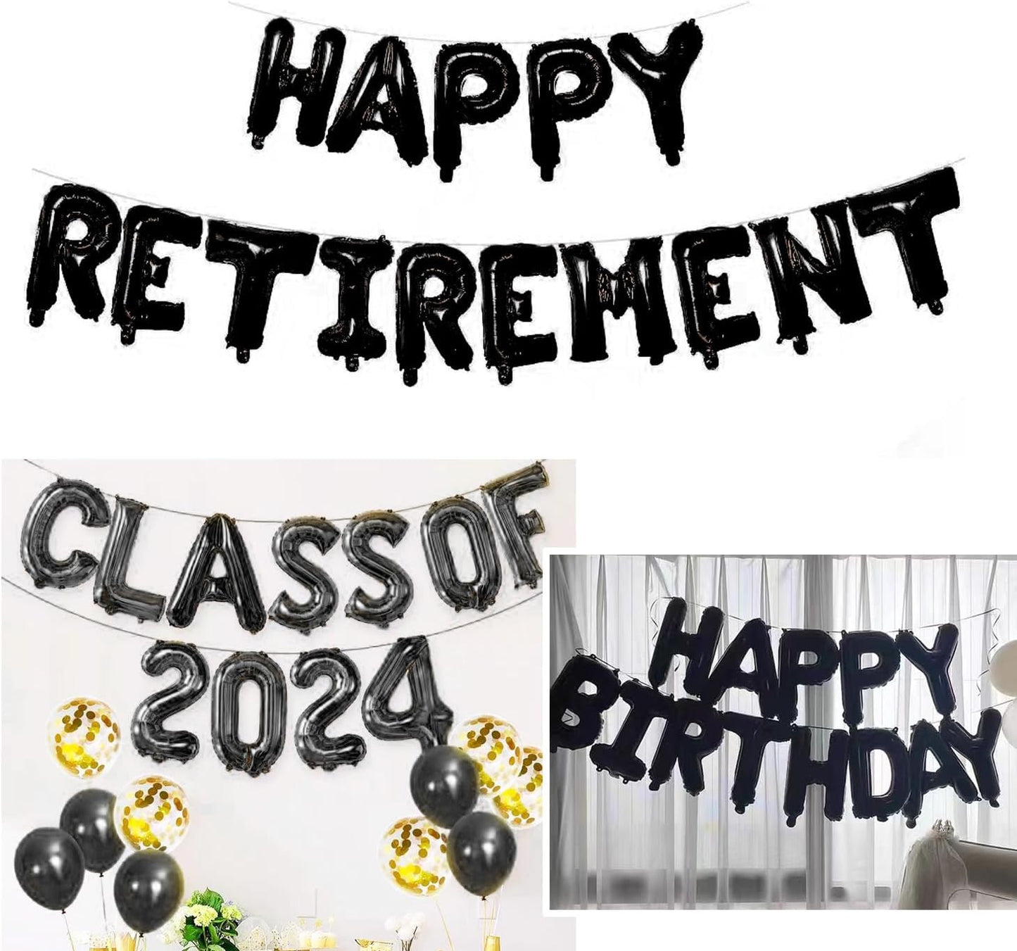 Skiennix 16" Foil Personalized Name Balloons - Custom Mylar Letters & Numbers for Birthdays, Graduations, Weddings | 85 PCS, Black