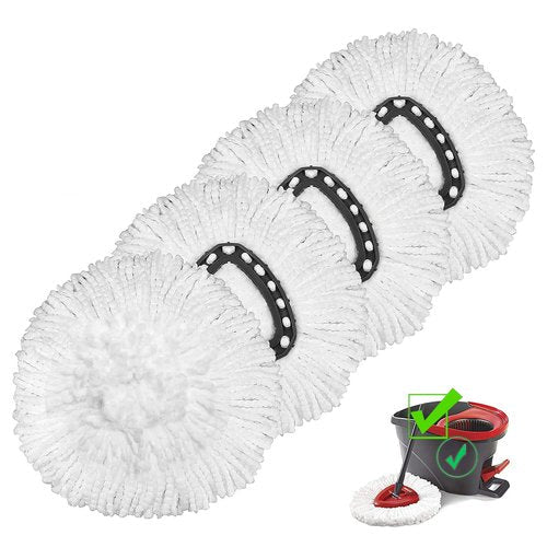 HiBaby 4 Pack Mop Head Replacement Compatible with O Cedar Mop Replace Head EasyWring 1-Tank, Microfiber Spin Mops Refills, Easy Cleaning
