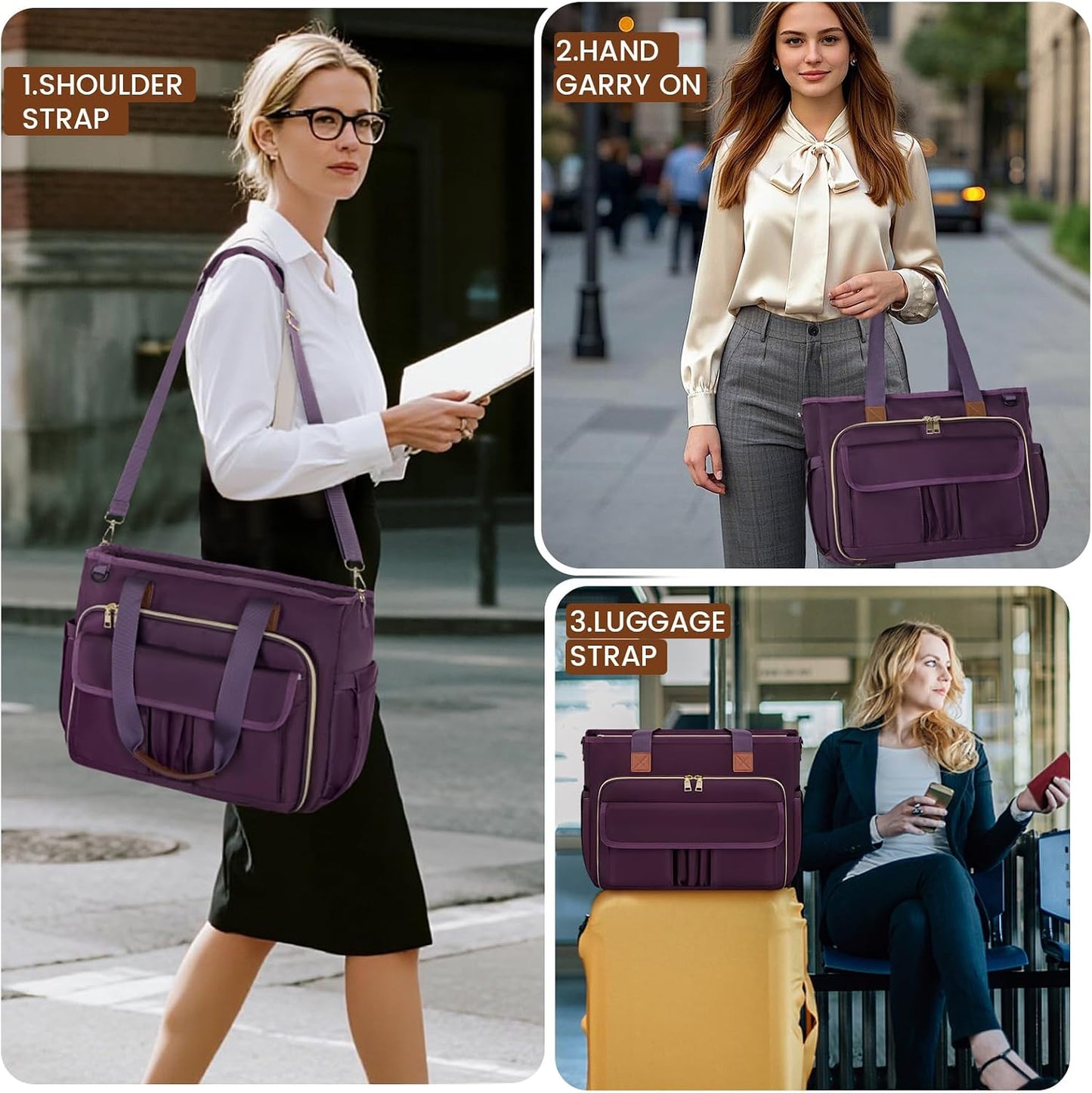 15.6 inch RAINSMORE Teacher Tote Bag Laptop Bag for Women Work Bags Nurse Bag Lightweight Laptop Tote Computer