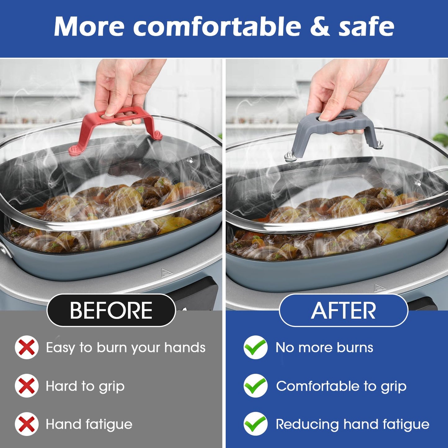 Silicone Lid Handle Cover for Ninja Crockpot Slow Cooker, for Ninja Foodi PossibleCooker Pro Silicone Lid Handle Cover, Sleeve, Holder,Glove,Grip,Kitchen Accessories,Heat-Resistant,No More Hand Burns
