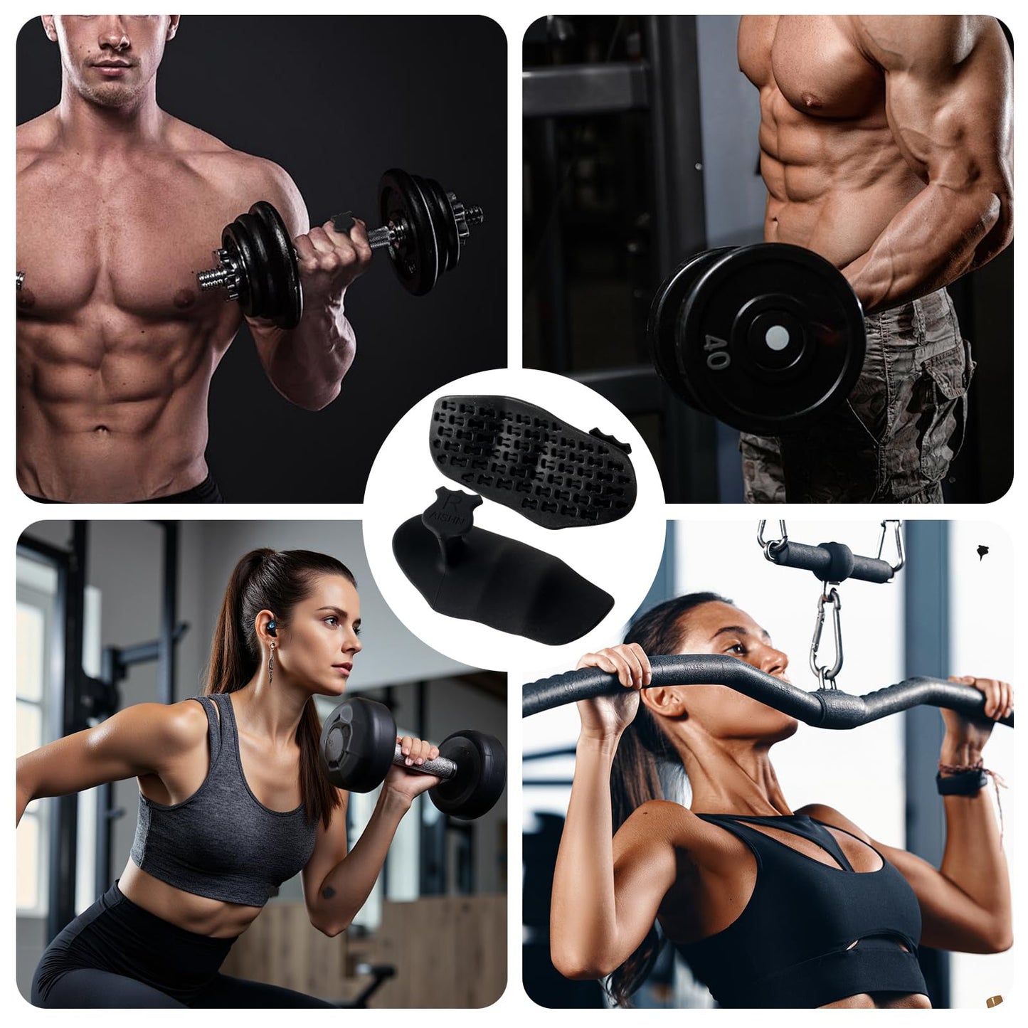 AISHN 2 pcs Anti-Slip Silicone Rypt Grips for Men & Women, Hand Grip Gryp Weight Grip for Deadlifts Pull-Ups, Gym Grips, Lifting Grips for Weight Lifting, Heavy Stuff Carrier Large Black
