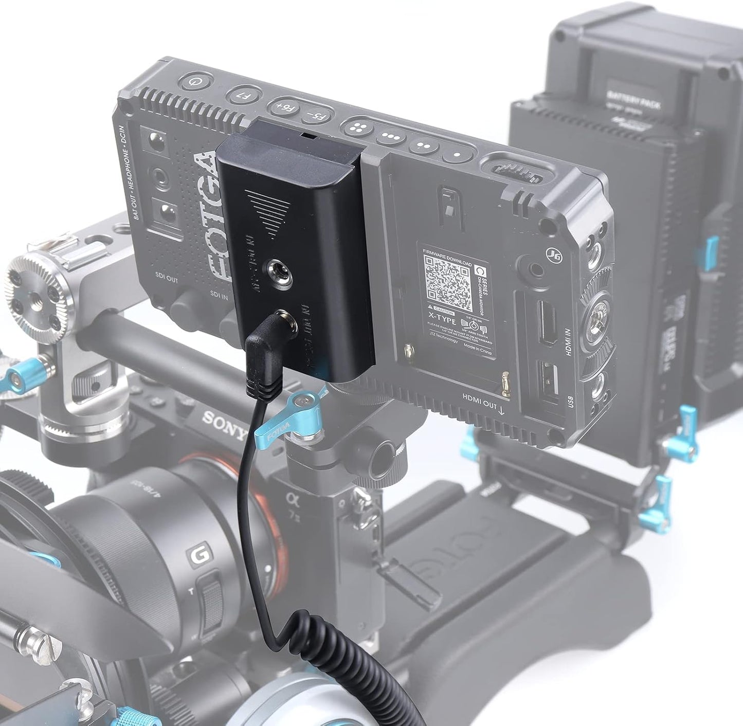 FocusFoto Dummy NP-F960/750/770/970 Power Adapter NP-F Battery DC Coupler Replacement of with a DC Input and a DC