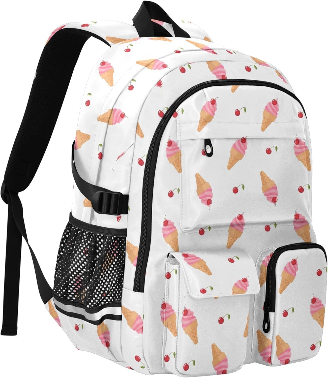 Msyxl Backpack 14" 30L Ice Cream Cones School with Laptop Compartments and Reflective Straps, Fits Laptop, Capacity