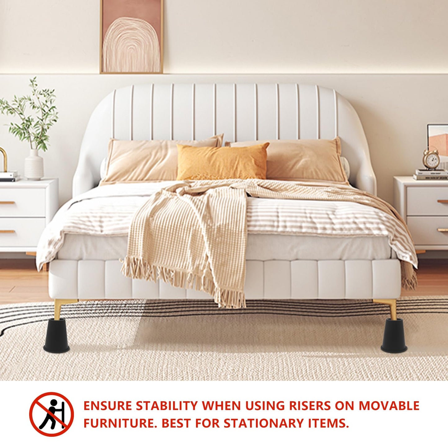 HANIHUA 9 Pack Bed Risers Furniture Risers 6 inch Heavy Duty, Bed Lifts Risers for Table, Couch, Desk, Chair Legs, Refrigerator, Bed Frame Risers Supports Up to 3,300 Lbs