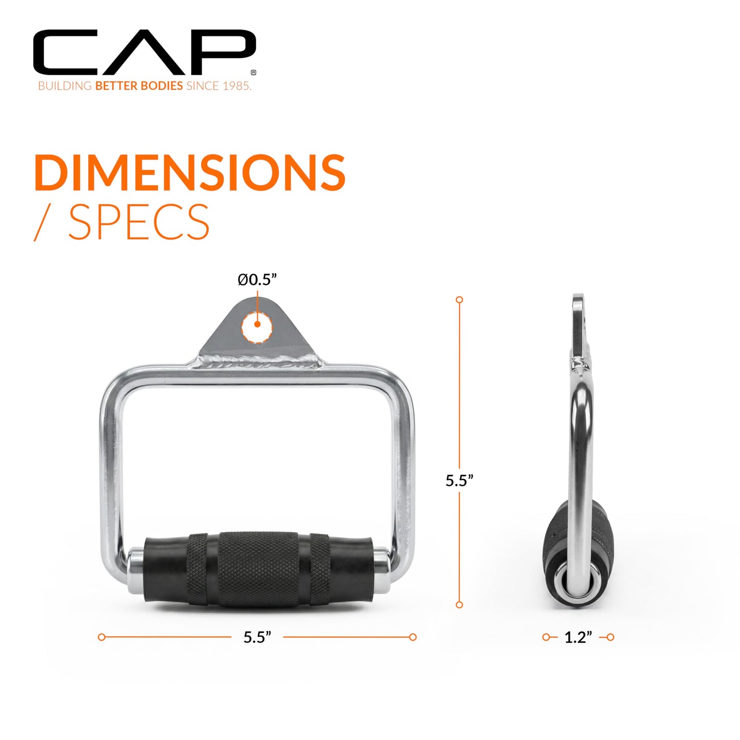 CAP Barbell Single D Handle with Rubber Handgrips