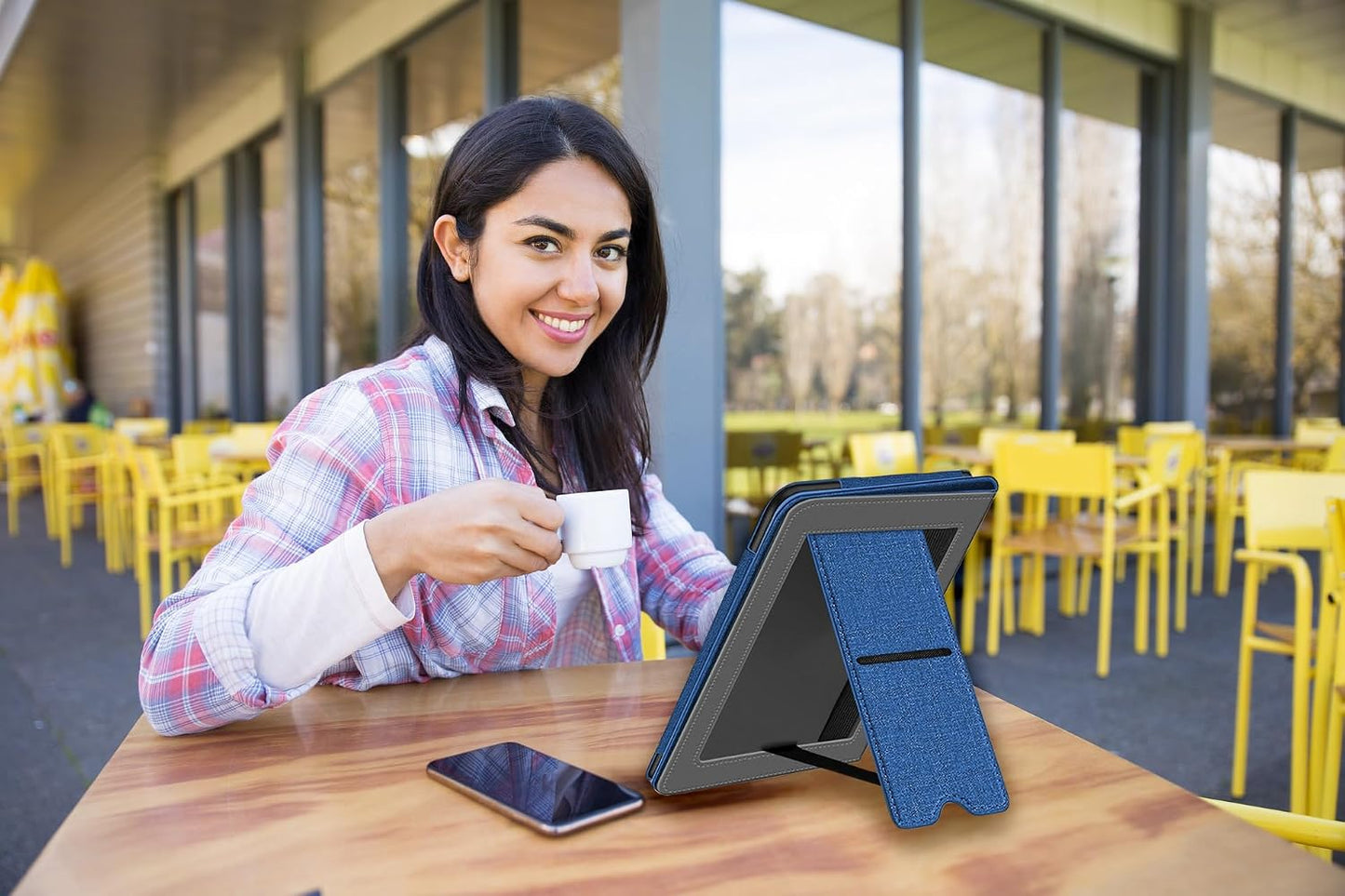 Snowwicase Ebook Case with Stand and Hand Strap,Incompatible Alcatel TCL (Navy Blue)