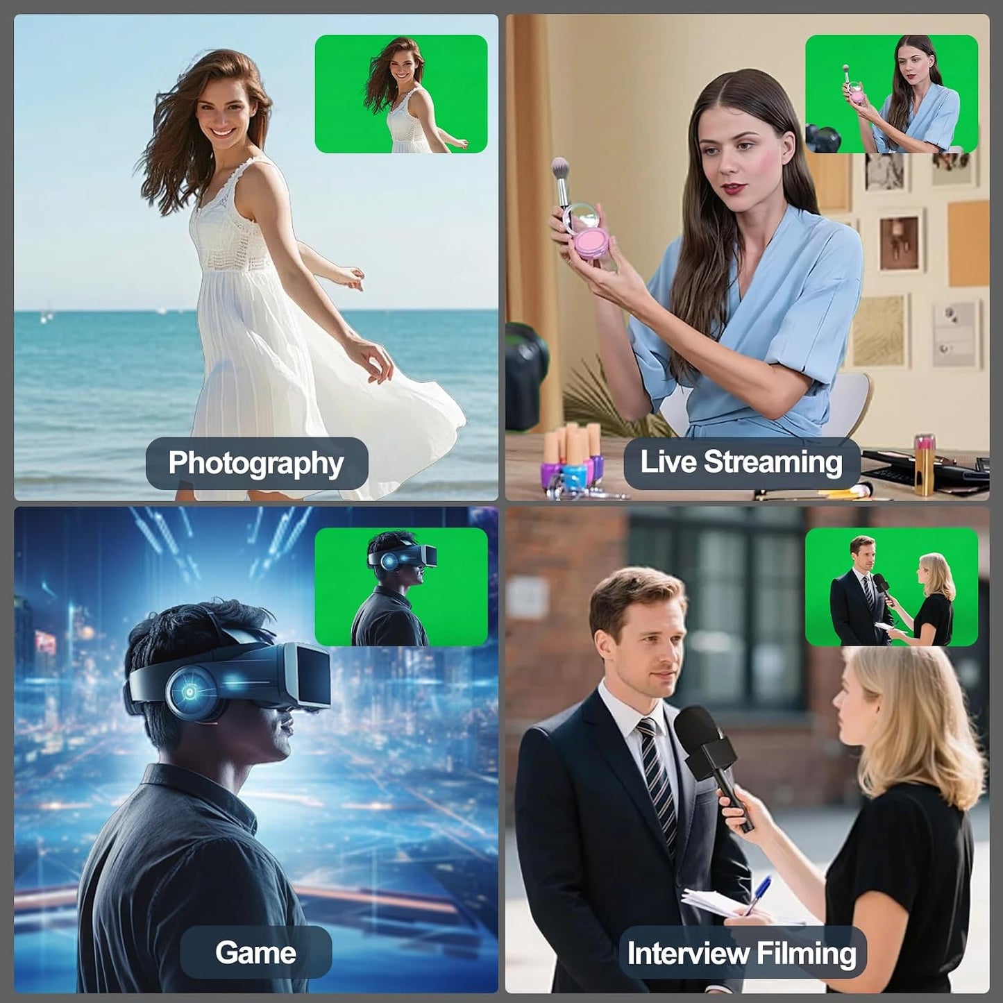 Qoolfoto 810FT Green Screen Backdrop, Photography Chromakey Greenscreen Background Sheet for Zoom Meeting, Polyester