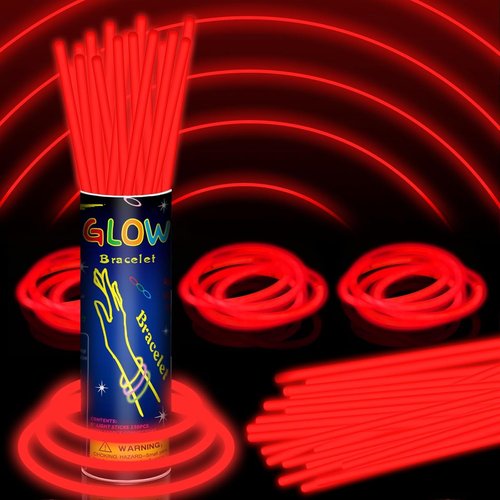 Glow Sticks 150 Pack - 8” Red Neon Glow In The Dark Party Favors | Perfect for Holiday & Birthday Decorations