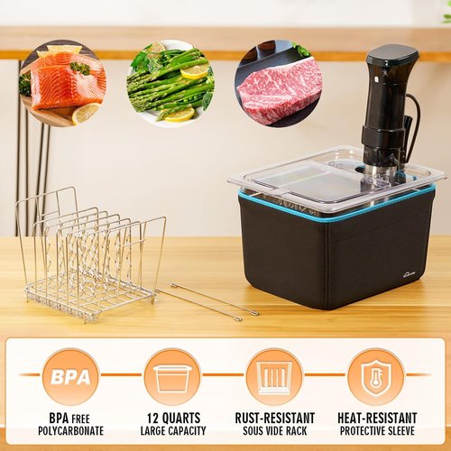 HOMENOTE Sous Vide Container - 12 Quart with Universal Collapsible Lid | BPA-Free Accessories Kit