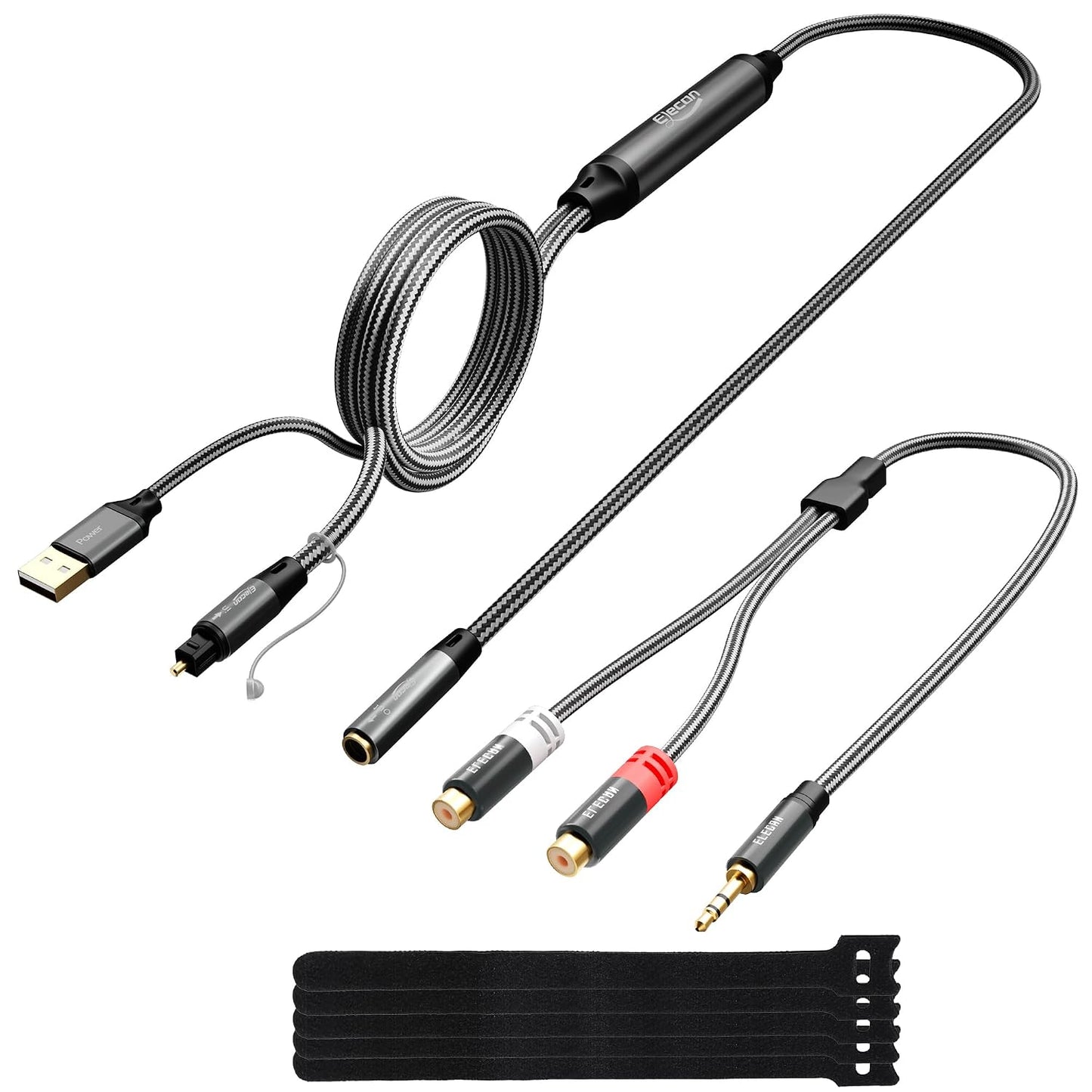 3.5mm 6.6 192kHz TV/PS4/DVD 2 Elecan Unidirectional Optical Male to AUX Female Audio Converter Cable Ft, DAC