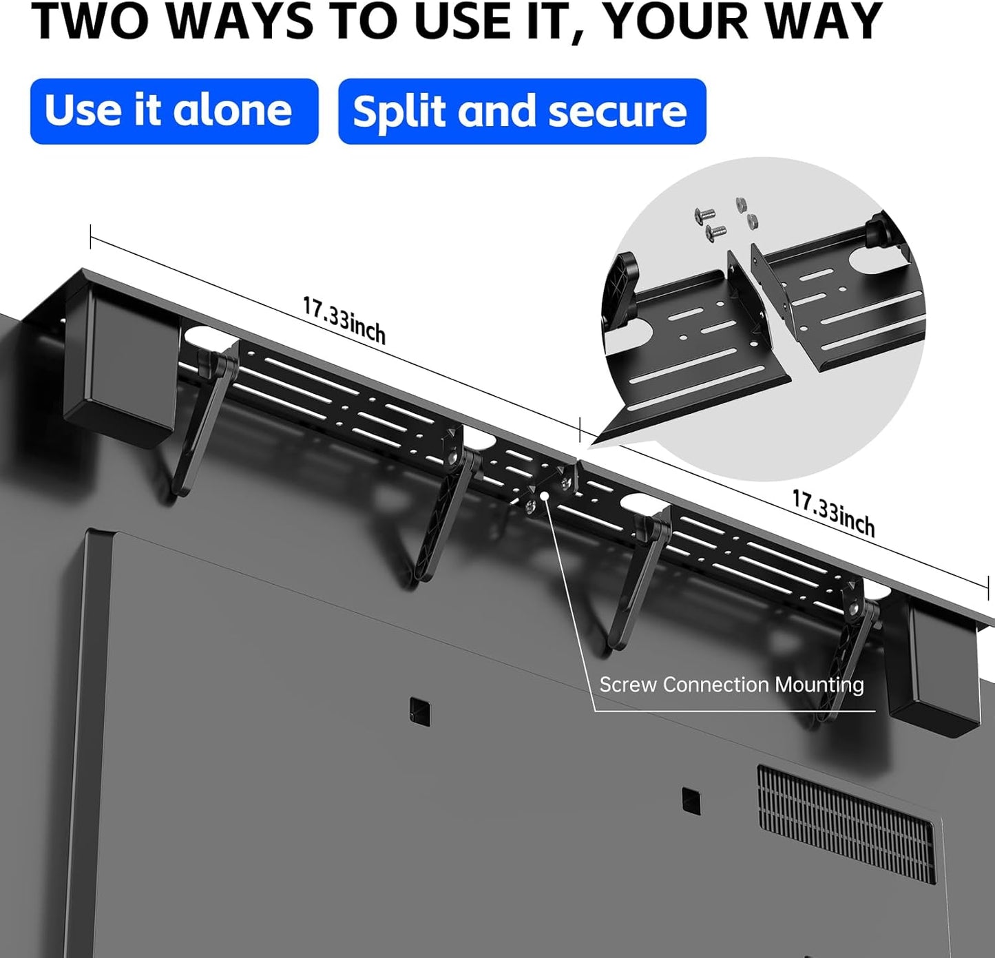 BEISHI 15 lbs Bose,34.65x4.33inch,(with 2 Universal Soundbar Mount - No Drilling Required Space-Saving TV Top Shelf