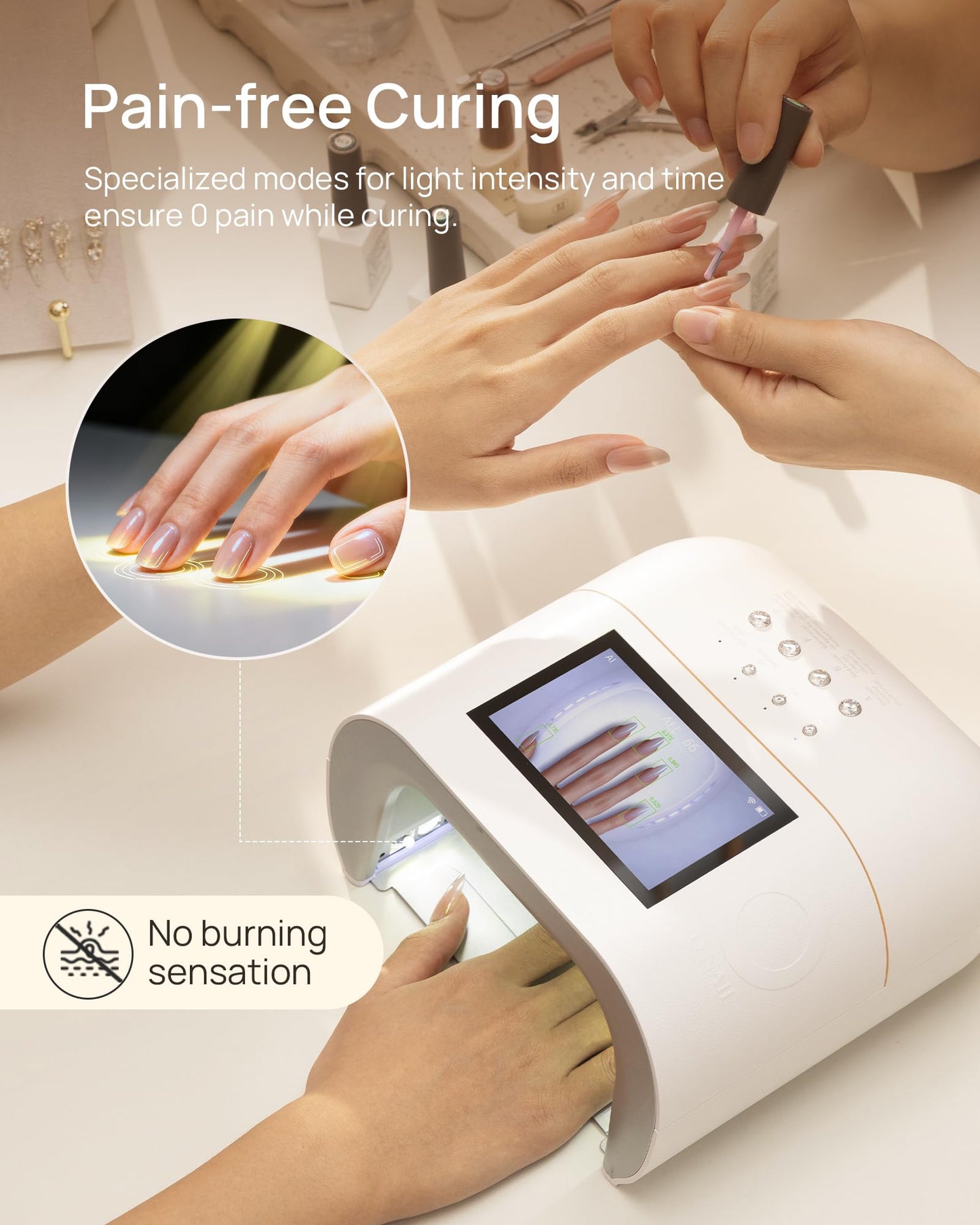 AI UV Nail LED Lamp-O NAIL AI Precision Scan,Reduce Excess UV Skin Damage-2in1 AI Computer&Nail Dryer with HD Visible Screen