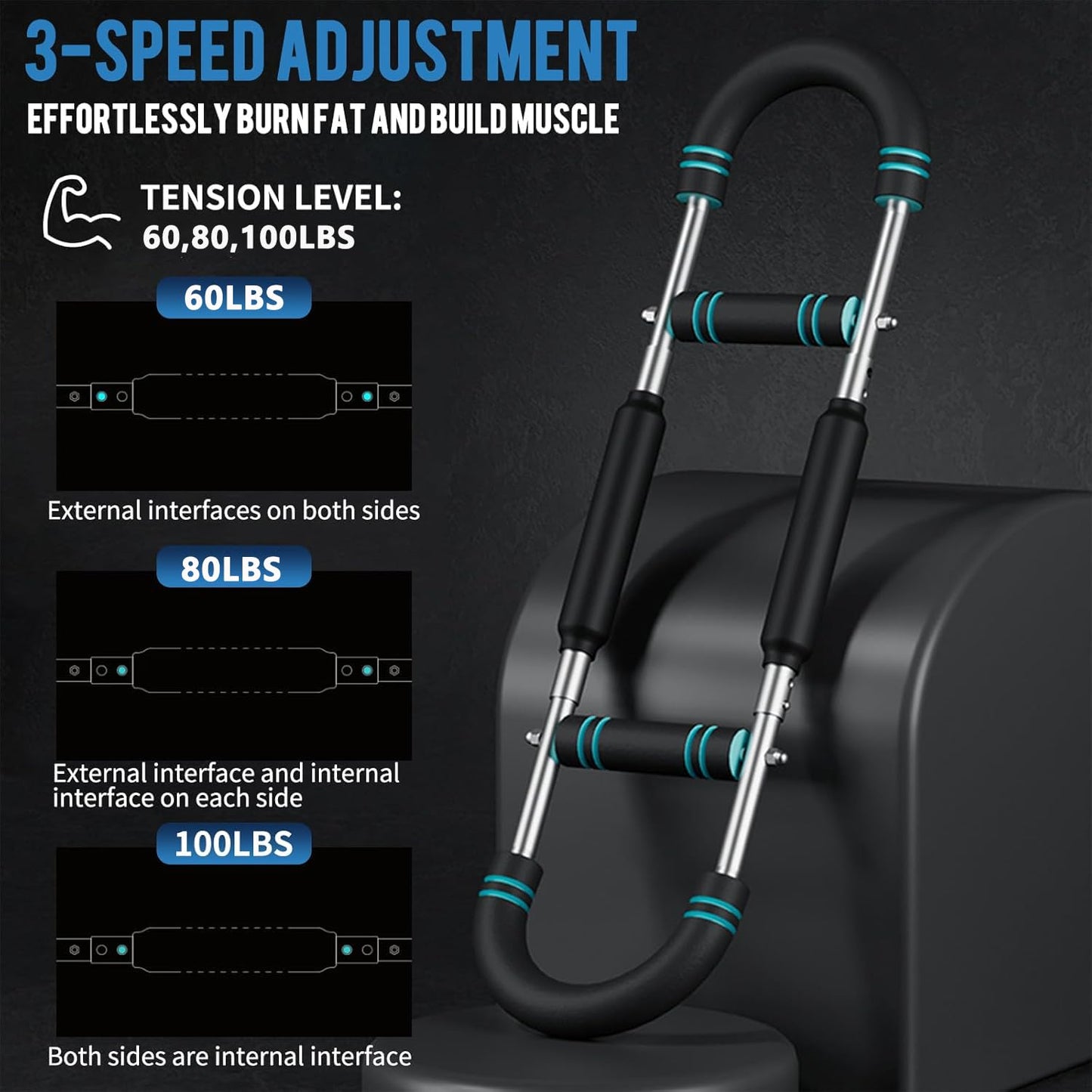 Twister Arm Trainer, 60-100lb Adjustable Power Spring Workout Bar, Arm Trainer for Men/Women, Portable Detachable Design for Home Gym, Arm Chest and Shoulder Muscle Strength Exerciser Training