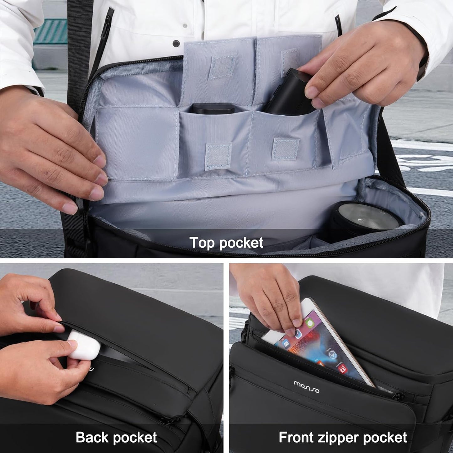 MOSISO Camera Bag, Photography Shoulder Messenger Bag for DSLR/SLR/Mirrorless Cameras, Waterproof Crossbody Camera Case