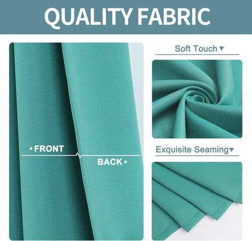 ChrisDowa Blackout Curtains - Thermal Insulated Room Darkening Panels, 80 Inches Long, Teal (Set of 2)