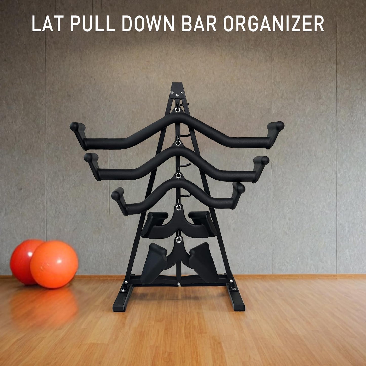 BLUSLM Wall Mounted Lat Pull Down Bar Organizer with Hooks, Home Gym Storage Rack for Lat Pulldown Attachments, Cable Attachments Rack for Gym Accessories (Cable Attachment Rack3)