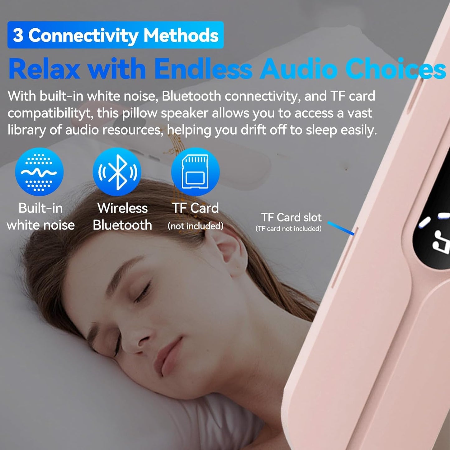 10 400mAh Under Pillow Speaker Bluetooth for Sleeping - Bone Conduction Pillow Speaker with Built-in White Noise