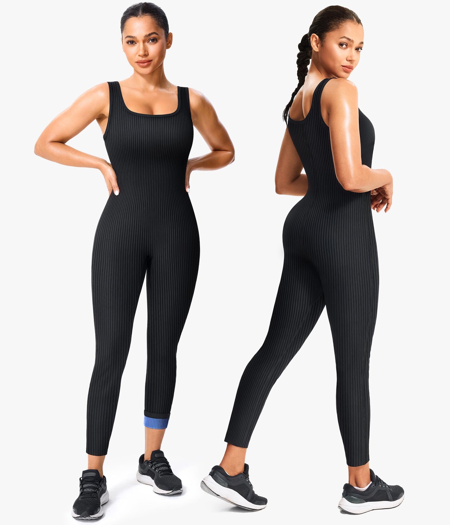 Junlan Sauna Suit Women Waist Trainer Ribbed Sweat Sauna Shirt Full Body Jumpsuit (Blue,Small)